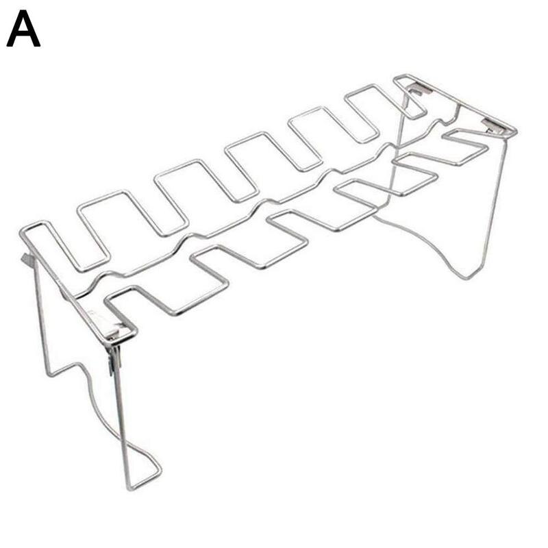 Barbecue Grill Non-stick Rib Plank Stand Gebraden Rack Staal Grillen Bbq Ribben Rack Kip Grillen Baske: A