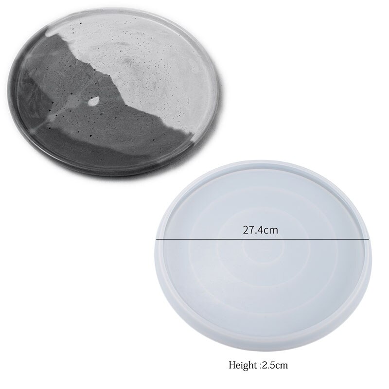 Beton rund bakke form rund base form smykker opbevaringsbakke diy ler epoxy cement bakke silikone form: 27cm runde