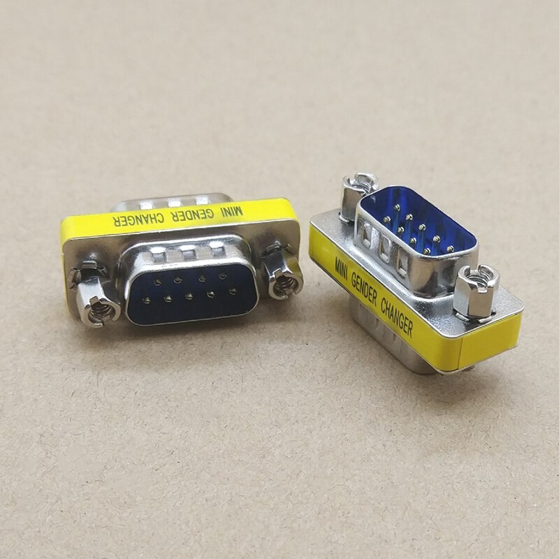 Adaptador DB9 de 9 pines/hembra a hembra/hembra a macho/macho a macho/Mini cambiador de género, Conector de serie RS232, 1 ud.