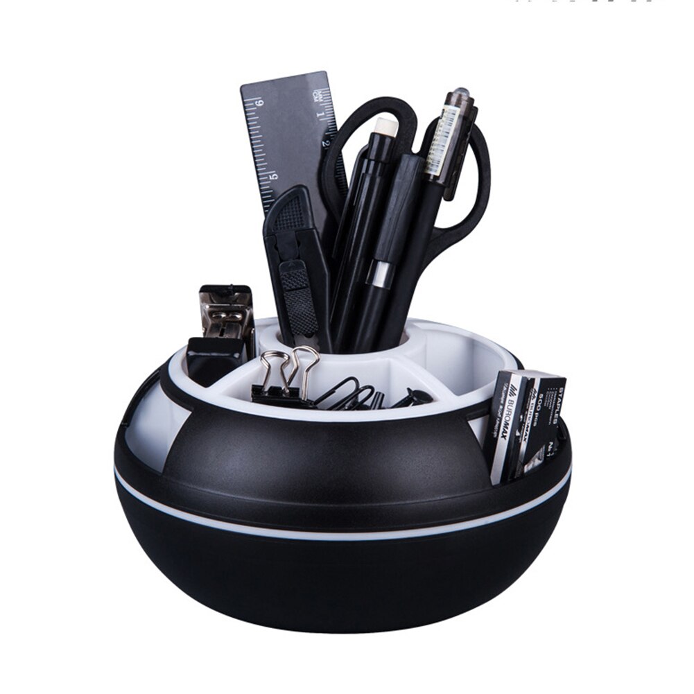 Office Pen Holder 360 Degrees Rotation Desktop Organizer Stand Box Round Pencil Storage Stationery Container School Supply