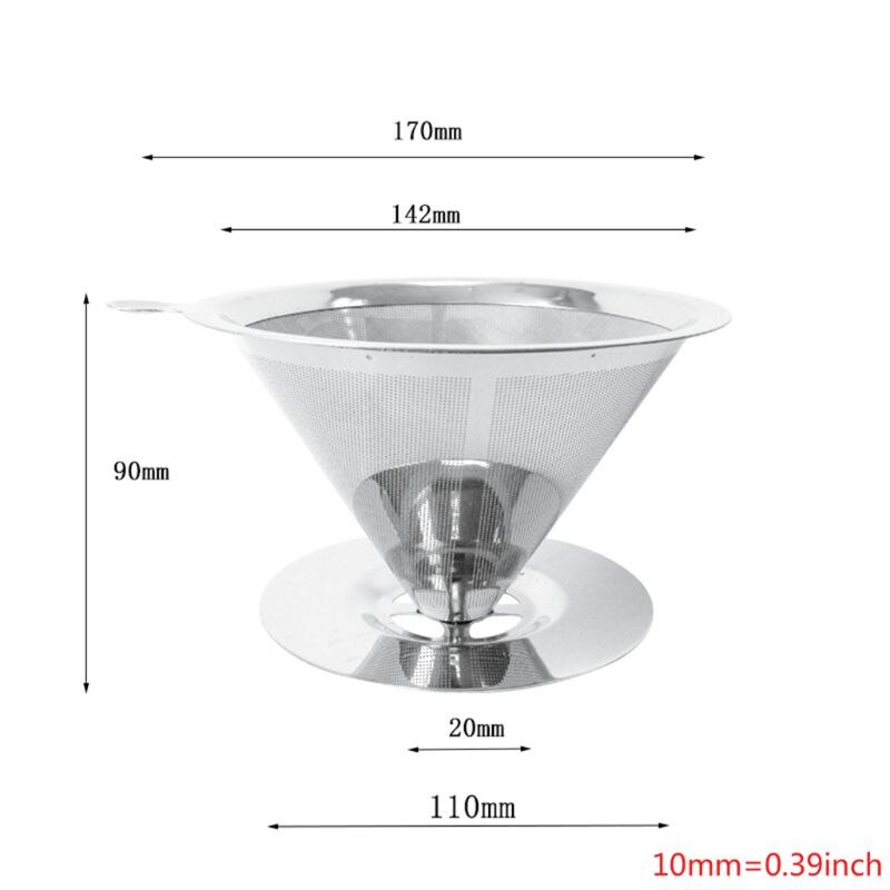 Reusable Coffee Filter Stainless Steel Cone Coffee Filter Baskets Mesh Strainer