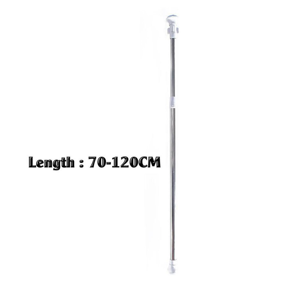 Telescopic Shower Bath Curtain Rail Extendable Heavy Duty Stable Steel Pole Rod Blue Head Telescopic Shower Curtain Rod: Default Title