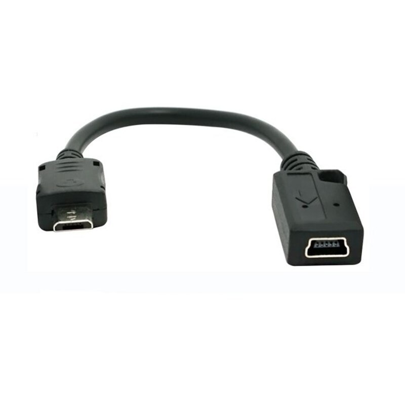 10 Cm Mini Usb Female Naar Micro Usb Male Connector Data Transfer Kabel Voor Telefoons MP3 MP4 0.1M Zwart kleur