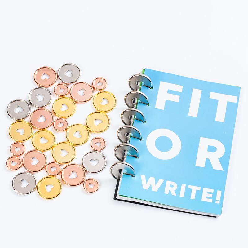 100PCS 35MM Mushroom Hole Loose Leaf Ring Binding Heart Binder Plan Buckle Disc Colorful Heart Plastic Disc DIY Binder Notebook