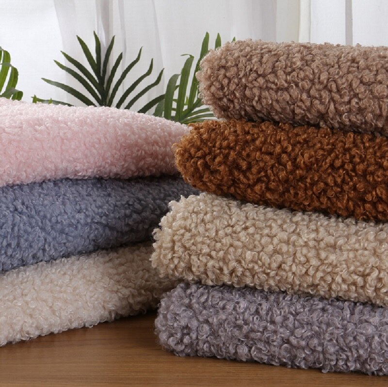 Soft and large-grained sheep curly wool thickened looped wool and lamb wool garment handmade Faux plush fabric for clothes