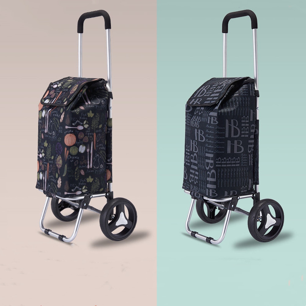 B-LIFE Folding Stair Climber Trolley Dolly Cart Groceries-Portable Shopping Bag for Old People Hand Truck with Wheels Waterproof