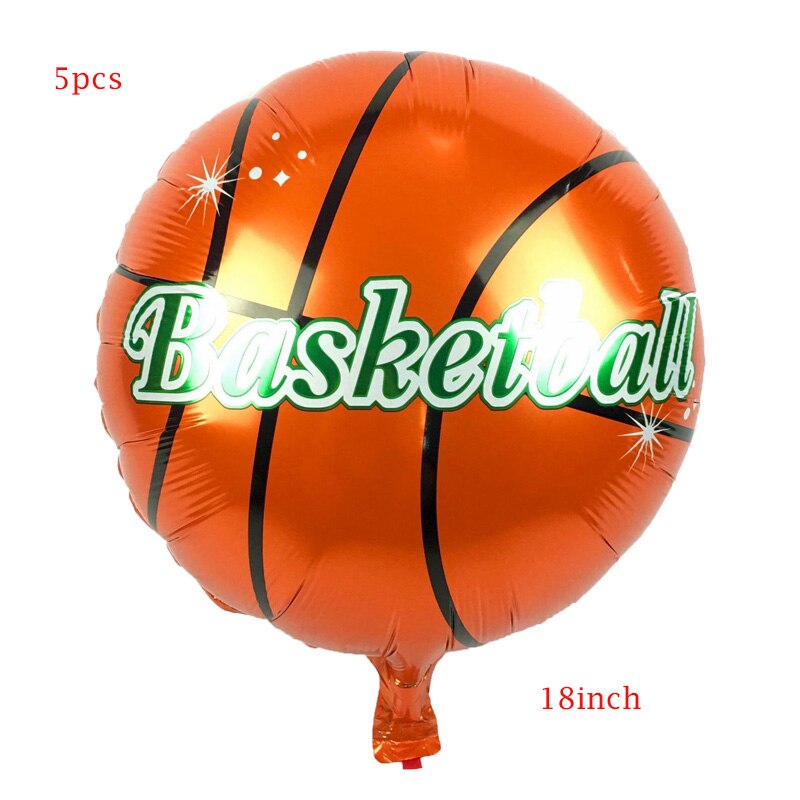 5 stk / parti fodboldfolieballon 18 tommer rund basketball volleyball helium ballon fødselsdagsfest dekoration baby shower diy deco: Basketball