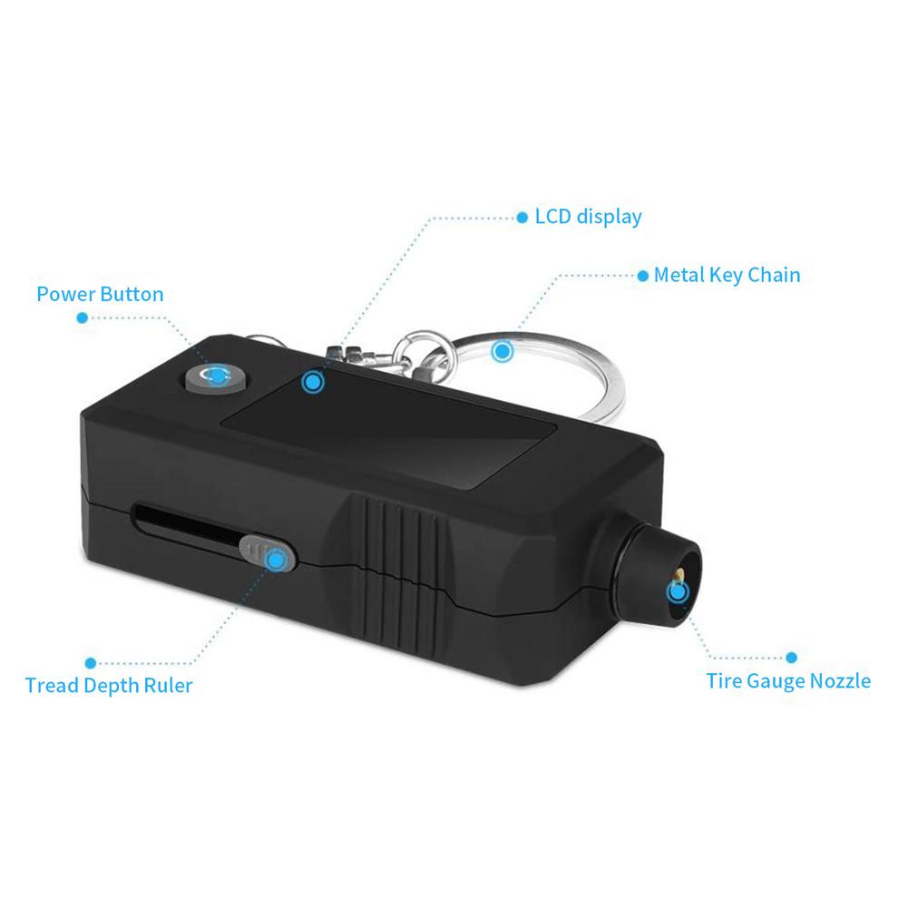 Band Manometer En Loopvlak Dieptemeter 2-In-1 Digitale Bandenspanningsmeter Met Sleutelhanger Voor Auto 'S, suv, Vrachtwagens En Meest Voertuigen