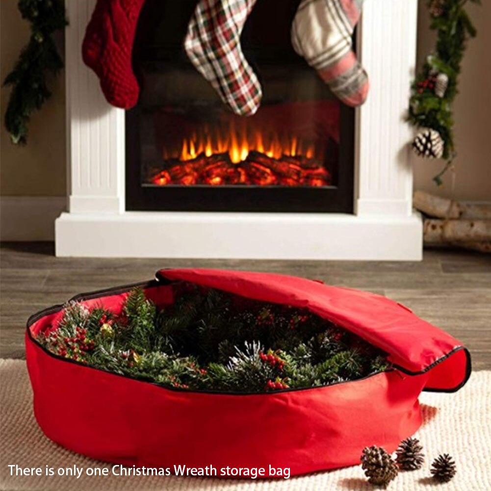 Støvtæt julekrans opbevaringspose 36 tommer hjem vandtæt krans fest dekoration med håndtag oxford klud container