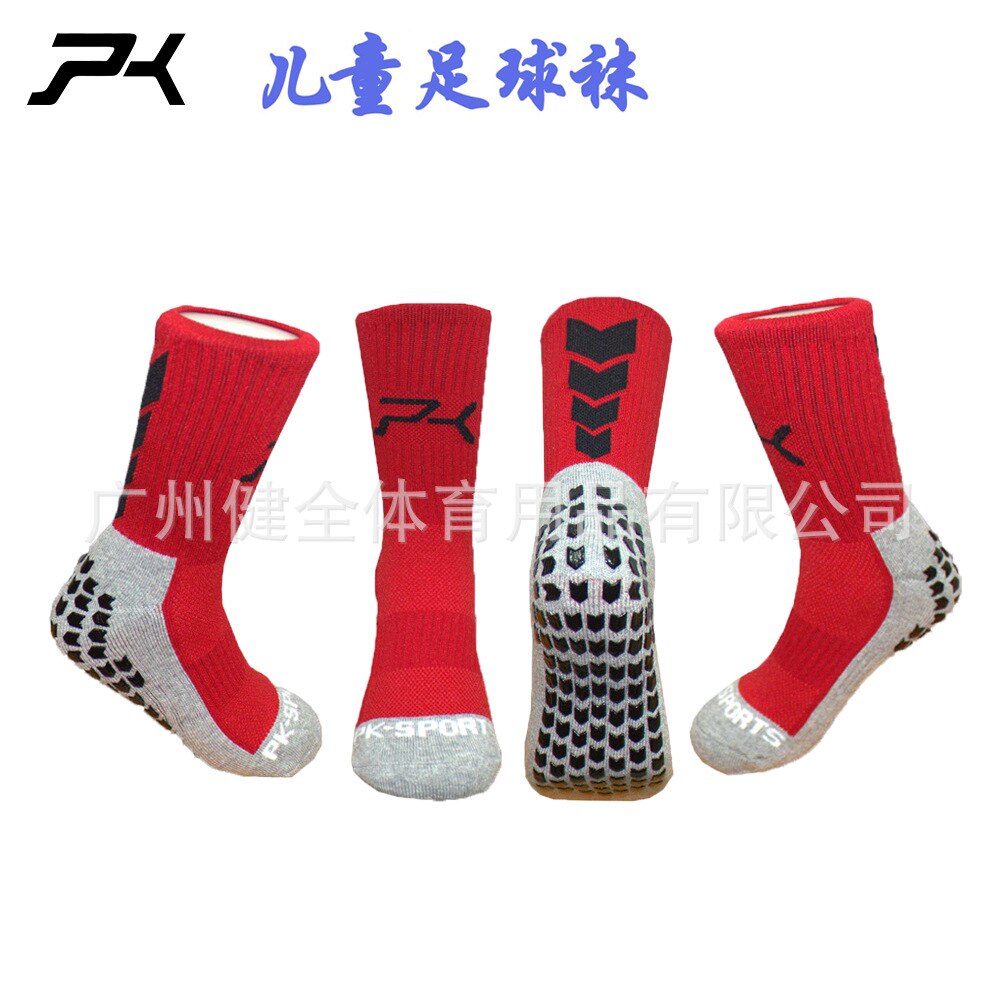 Unisex børn nylon materiale pile mønster anti slip fodbold sokker børns skøjter sokker fodbold sokker: Rød
