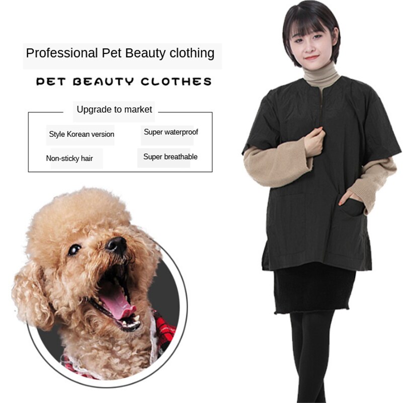 Zwarte schort manicure kapper werkkleding technicus uniform waterdicht salon kapperszaak kapsalon overall  g0109