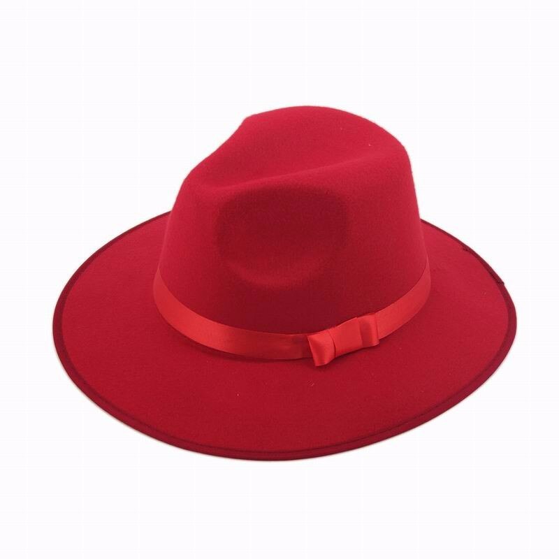 Vintage sombrero Derby vaquero Casual gran sombrero con visera de Jazz sombreros Fedora Sombrero de Panamá para hombres mujeres Unisex accesorios genial: Rojo
