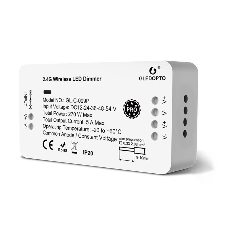 Gledopto Clever LED Dimmer Streifen Regler Profi Zigbee 3,0 Einstellen Helligkeit RF Fernbedienung Arbeit mit Tuya Clever Leben Alexa: Profi Dimmer