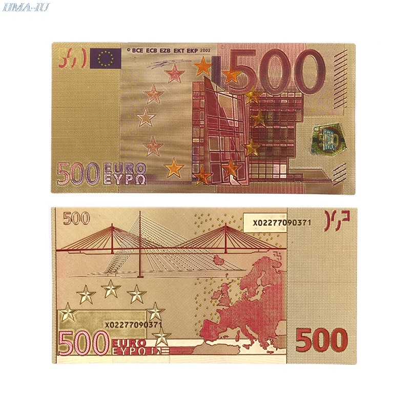 Billets commémoratifs 500 EUR, billets de banque de , décoration de Collection, plaqué or 24K