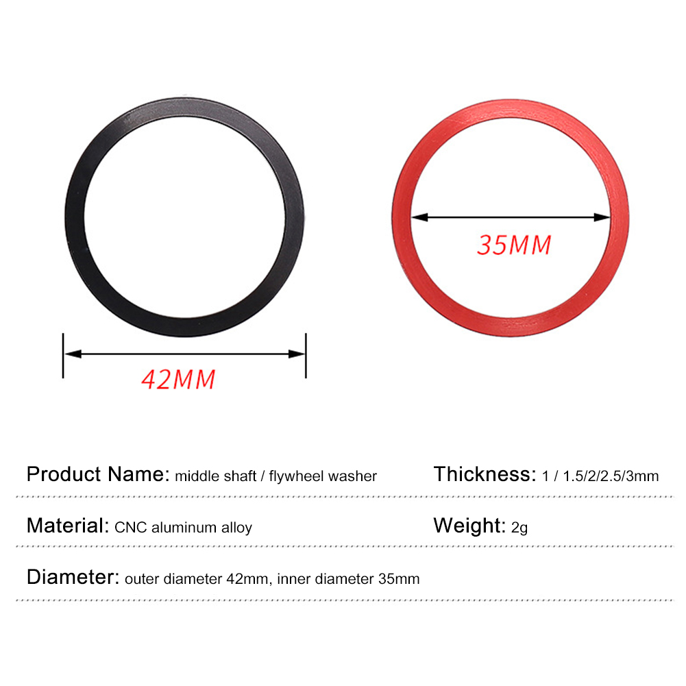 Pièces d&#39;espacement de moyeu de roue libre de bicyclette, 5 pièces, entretoise de pédalier de bicyclette en alliage d&#39;aluminium 1/1.5/2/2.5/3mm, pièces d&#39;espacement de bicyclette
