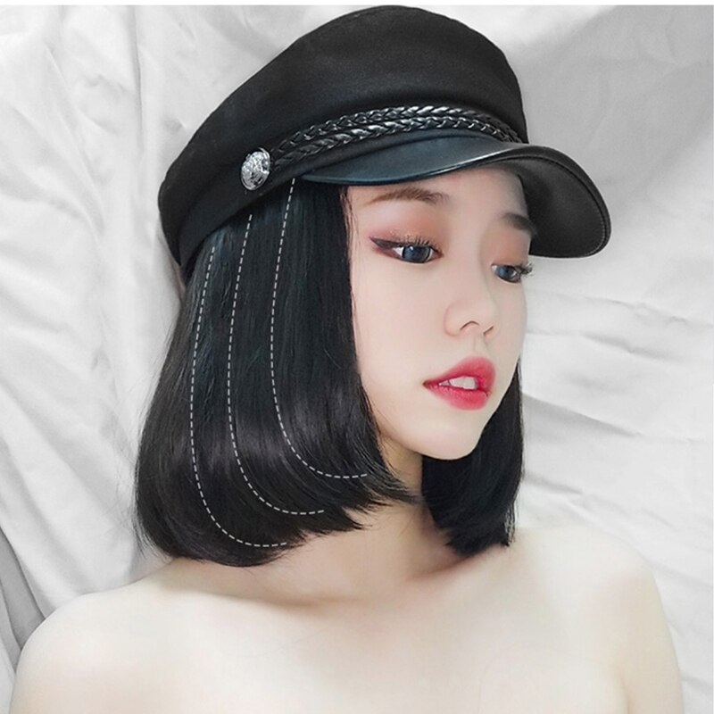 XINRAN-casquette de Baseball synthétique, coiffe carrée avec perruques coupe Pixie, chapeau pour femmes