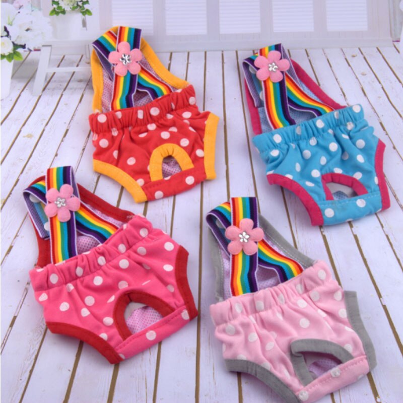Polka Dot Washable Dog Diapers Antibacterial Sanitary Dog Physiological Pant Suspenders Dogs Underwear Shorts Dog Briefs Panties
