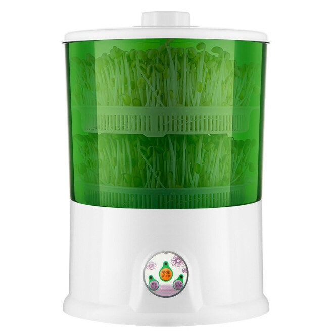 Household 2/3 Layers Bean Sprouts Automatic Electric Multi-functional Healthy Green Seeds Growing Bean Sprout Machine: White double layers / UK