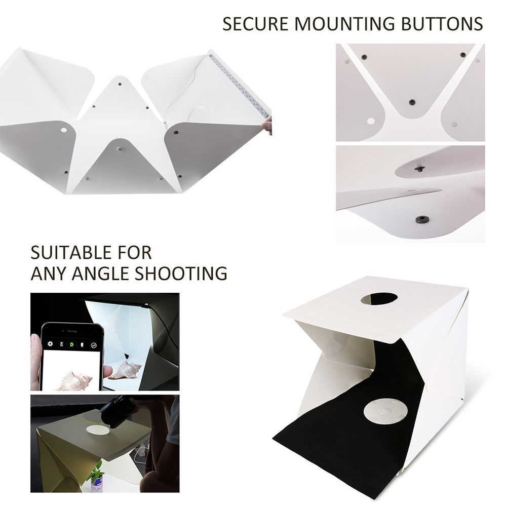 Mini draagbare dslr camera studio box sieraden fotografie tent tafelblad opname led licht verwijderbare schietgat opvouwbare behuizing