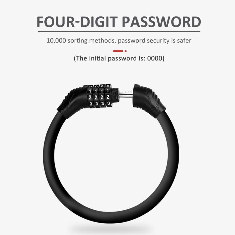 Fietsslot 4 Cijferige Code Combinatie Fiets Lock Anti-Diefstal Anti-Verloren Fiets Sluizen Legering Beveiliging Ring lock