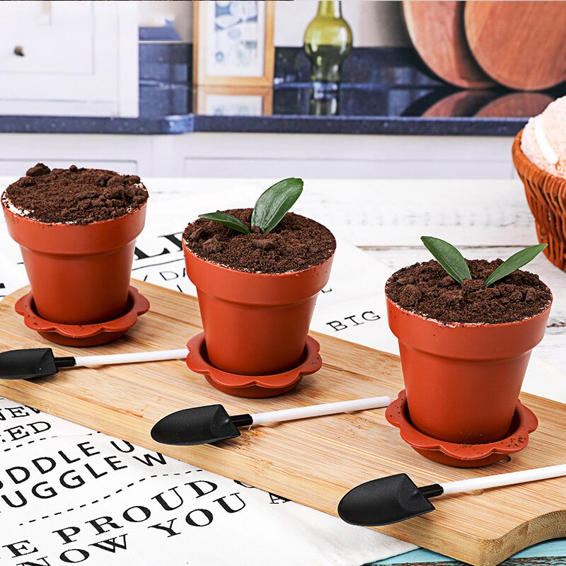 20 st/set blomkruka tårtkoppar med spade lock tiramisu dekor glass dekoration för bröllop barn födelsedagsfest leveranser