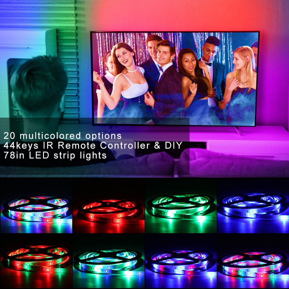 10M RGB 3528 LED Band Multicolor Changing LED Strip Light With 44key Remote Controller String Lights With Self-adhensive Tape