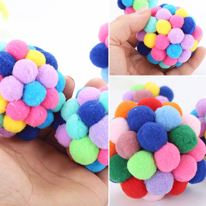 1PC Handmade Popular Colorful Cat Toy Interactive Toy Pet Pet Supplies Bells Bouncy Ball