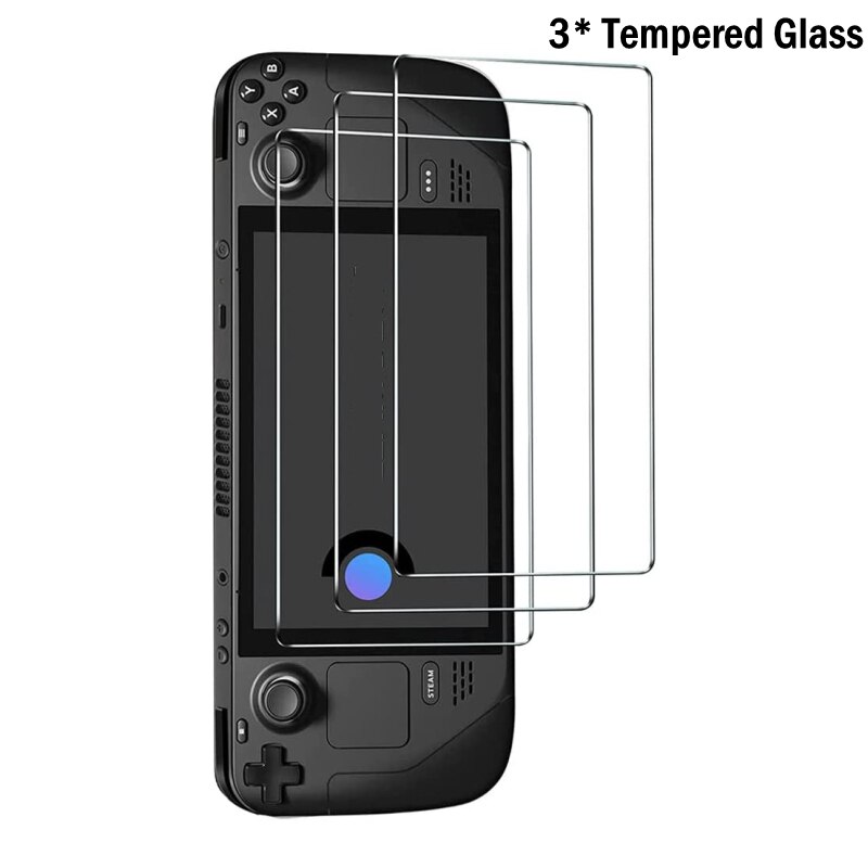 For Steam Deck Silicone Shell Storage Case Game Console Protective Cover Screen Protector Glass 7&#39;&#39; For Steam Deck Accessories: 3 Glass