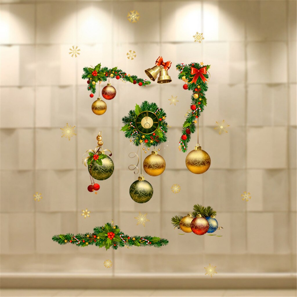 Merry Christmas Window Wall Sticker Decals Snowflake Santa Claus Home Xmas Decor Wall Decal Sticker Wallpaper Bedroom Decoration
