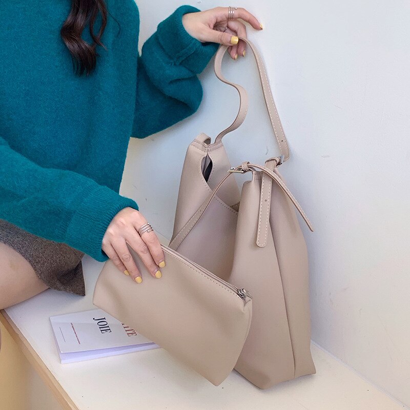 lässig frauen schulter tasche Große kapazität PU leder weibliche brieftasche und handtaschen zusammengesetzt Tasche damen große totes bolsa feminin