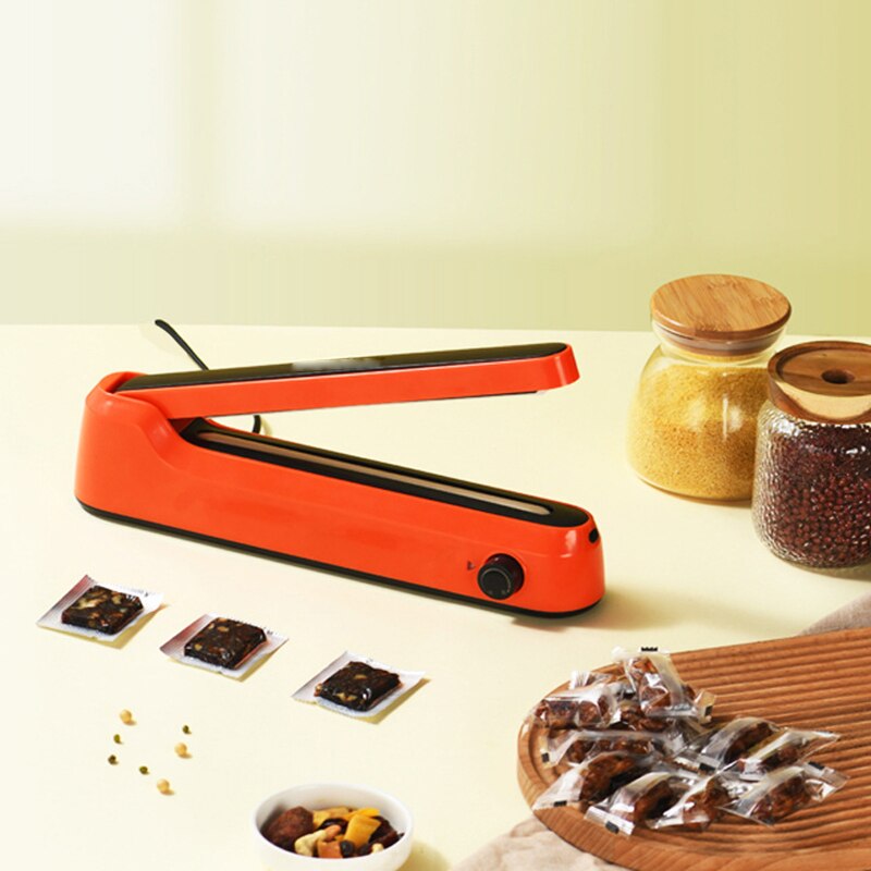 Food Vacuum Sealer Portable Bag Clips Handheld Mini Electric Heat Sealing Machine Seal Packing Plastic Impulse Sealer: Upgrade Red