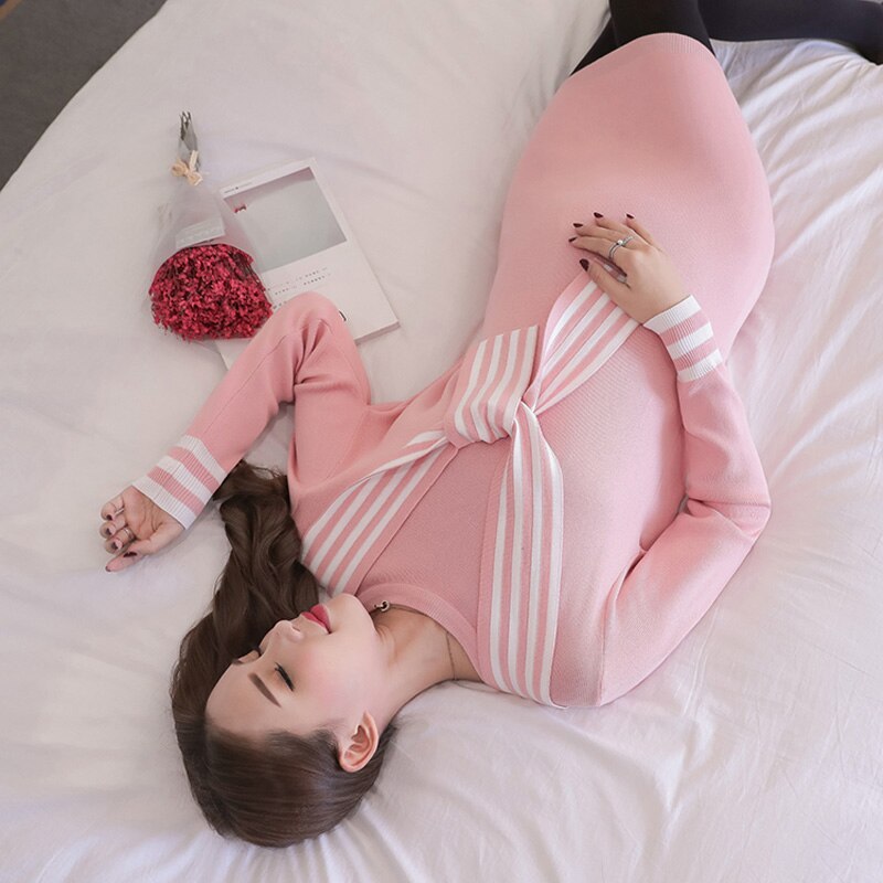 Suéteres de maternidad de punto rosa para mujeres embarazadas