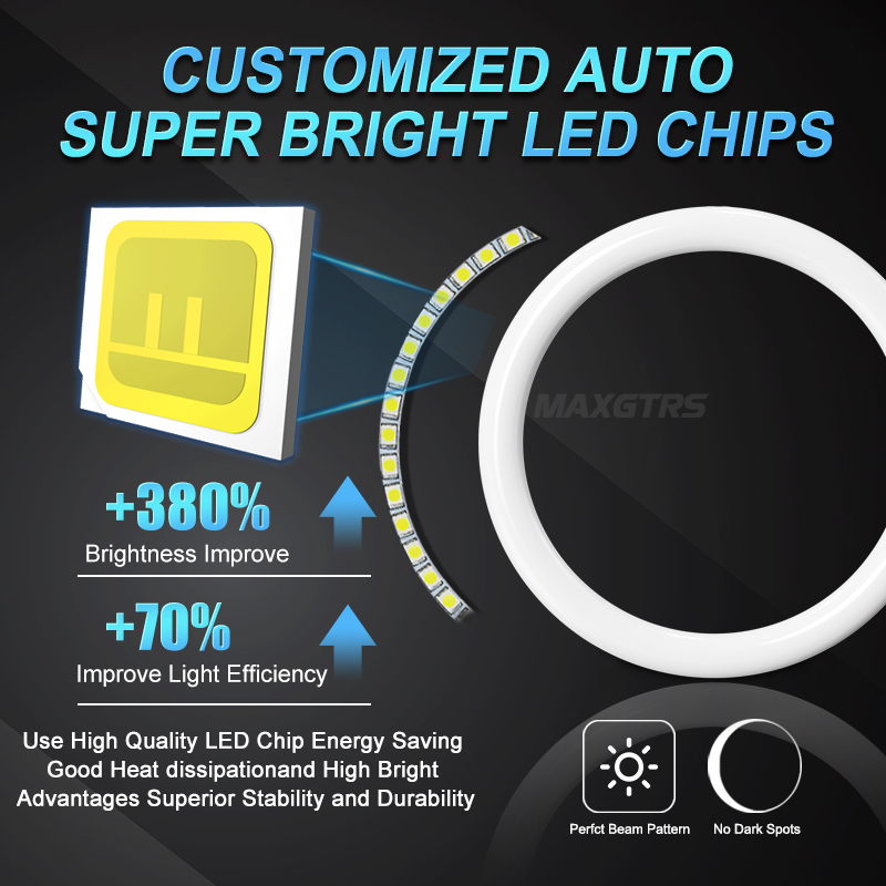 2 Stuks Daytime Running Koplamp Lamp Auto Angel Eyes Led Halo Ring Koplamp Drl 12V 60Mm 70Mm 80Mm 90Mm 100Mm 110Mm 120Mm