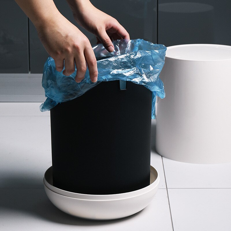 Office Waste Bucket Round Corner Trash Bin Press Open Cover Plastic Garbage Can with Lid Bathroom Mini Bucket Home Storage Bin