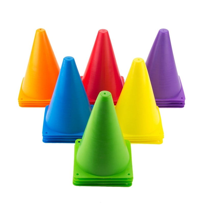 24 Packs Soccer Flexible Cone Sets,Indoor/Outdoor Agility Cones Sports Cone Sets,6 Colors