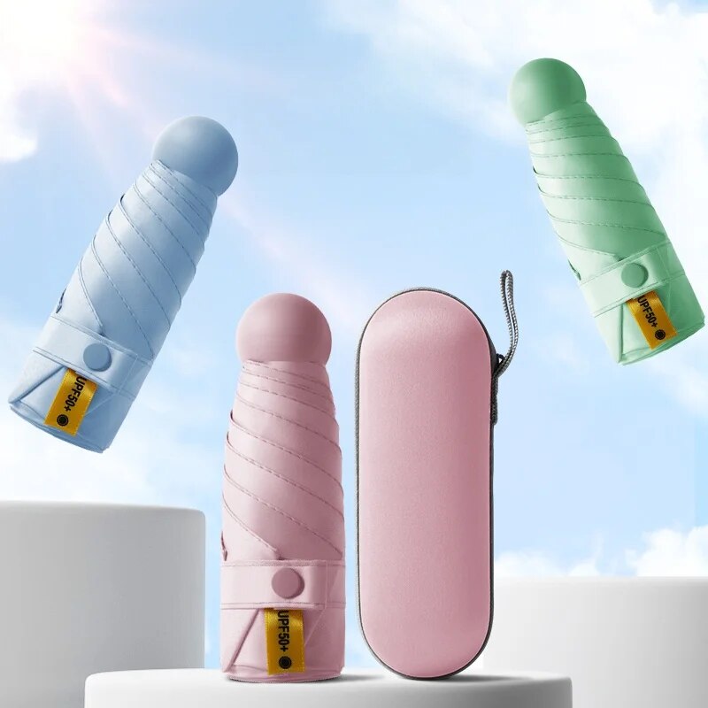 Flach 50% Rabatt auf Sonnenschutz Sonnenschirm, Frauen Sonnenschirm, Anti-UV, sonniger und regnerischer Dual-benutzen-Regenschirm, Taschen schirm, Hafen