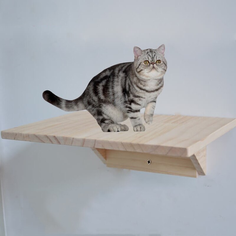Vægmonteret kat klatrestativ kat træ massivt træ kat hoppe platform væg diy kæledyrsmøbler killing springbræt forskellige størrelser