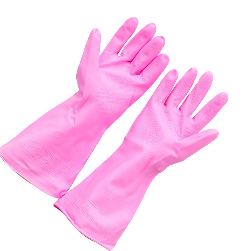 Afwas afwassen handen beschermen handschoenen schoonmaken waterdichte lange rubberen latex handschoenen keukengereedschap huishoudhandschoenen: Roze
