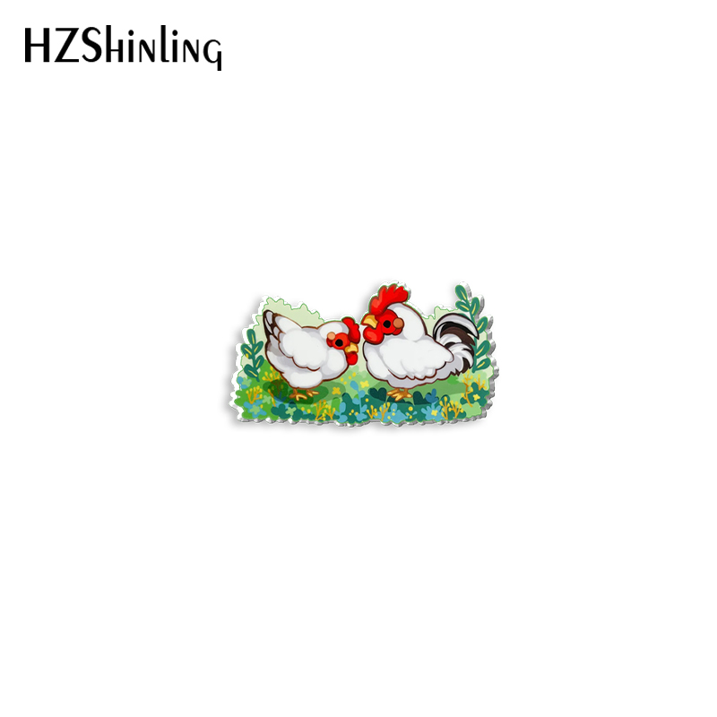 2023 Leuke Kip Acryl Revers Pin Haan Epoxy Vlindersluiting Pin Handgemaakte Vlinder Broche: Black Gun Plated