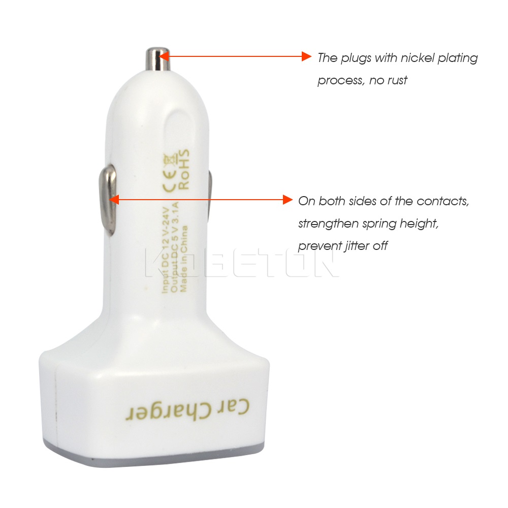 Kebidu 4 in 1 auto-doppel-usb-ladegerät mit 3.1a 2 led-anzeigen für stromstärke, temperatur, spannung und  dc12-24v