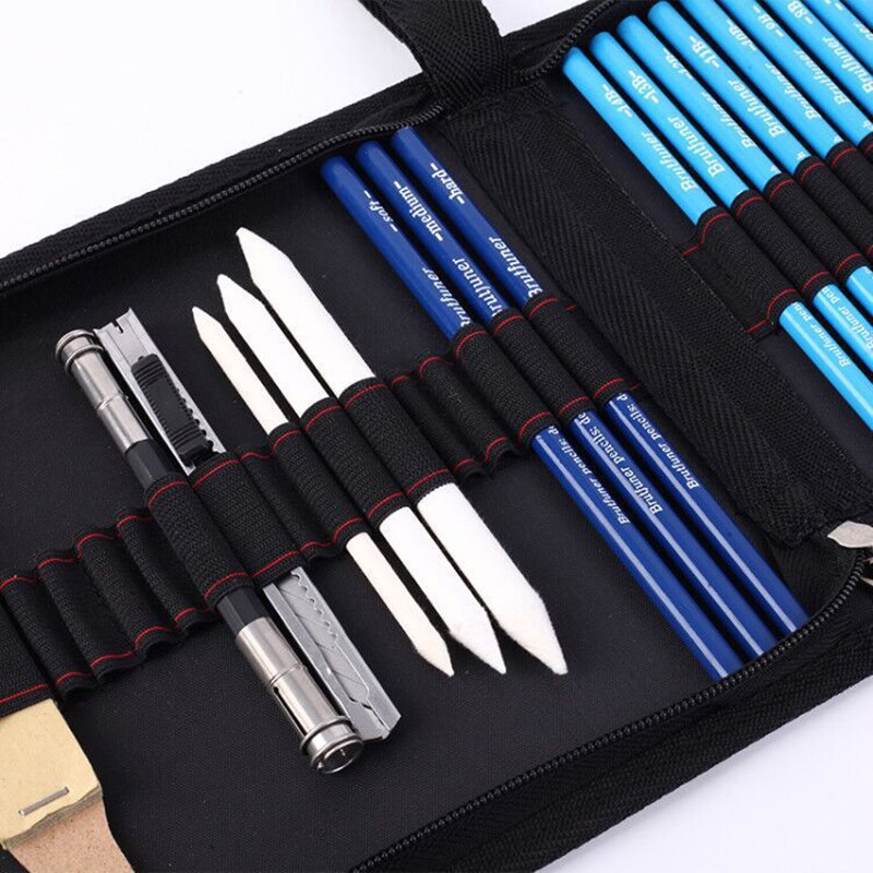 Sketch Pencil Set Sketching Drawing Kit Wood Pencil Pencil Bags For School Students Art Supplies