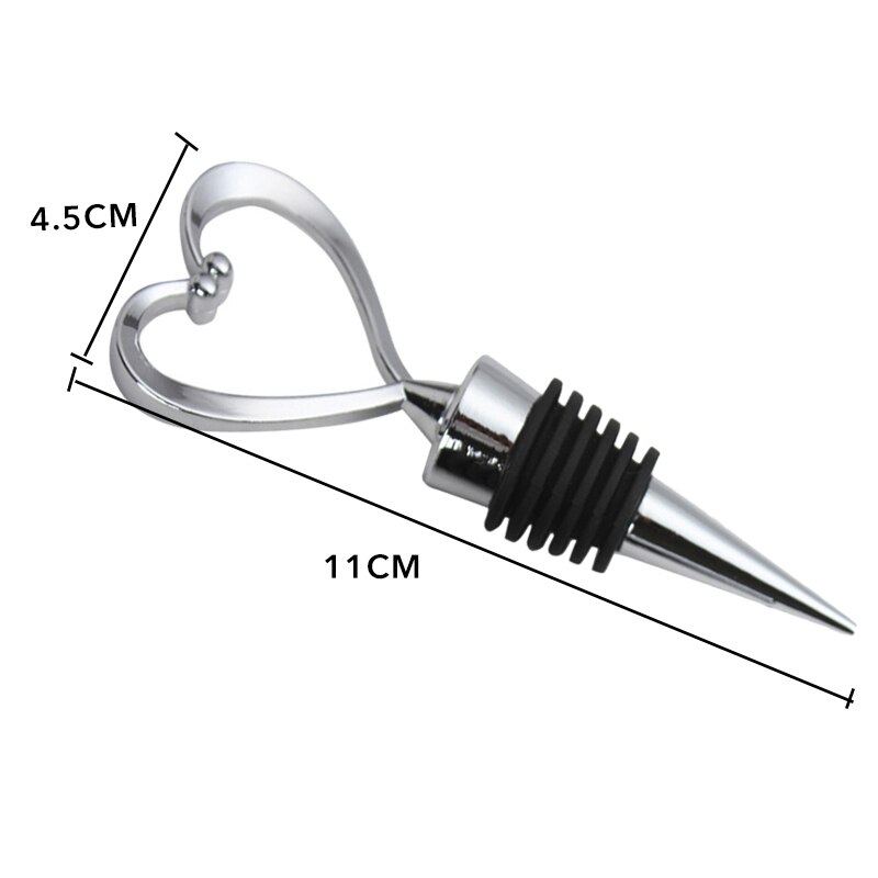 1PCs Stainless Steel Heart Wine Stoppers Champagne Wine Bottle Stopper Year Valentines Wedding Favors Cork Corkscrew: sliver