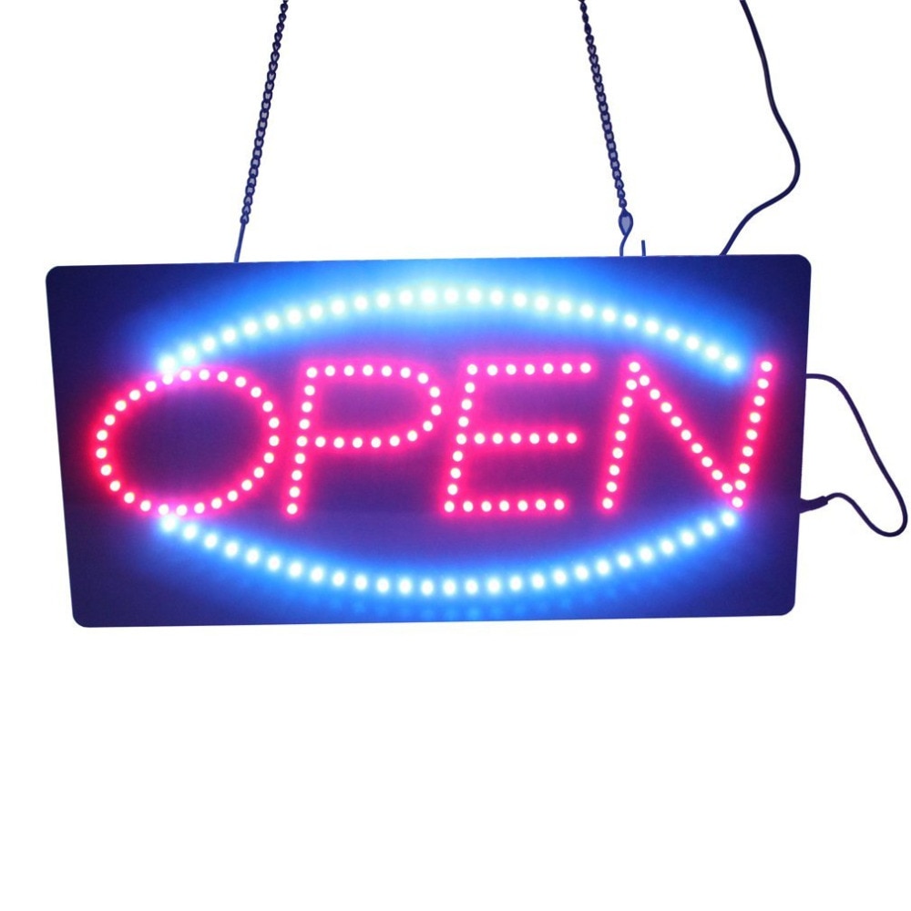 Portable 19-inch Height Vertical Neon open Sign with 2 Light Modes for Bar Tattoo Salon Store Beauty Spa Business