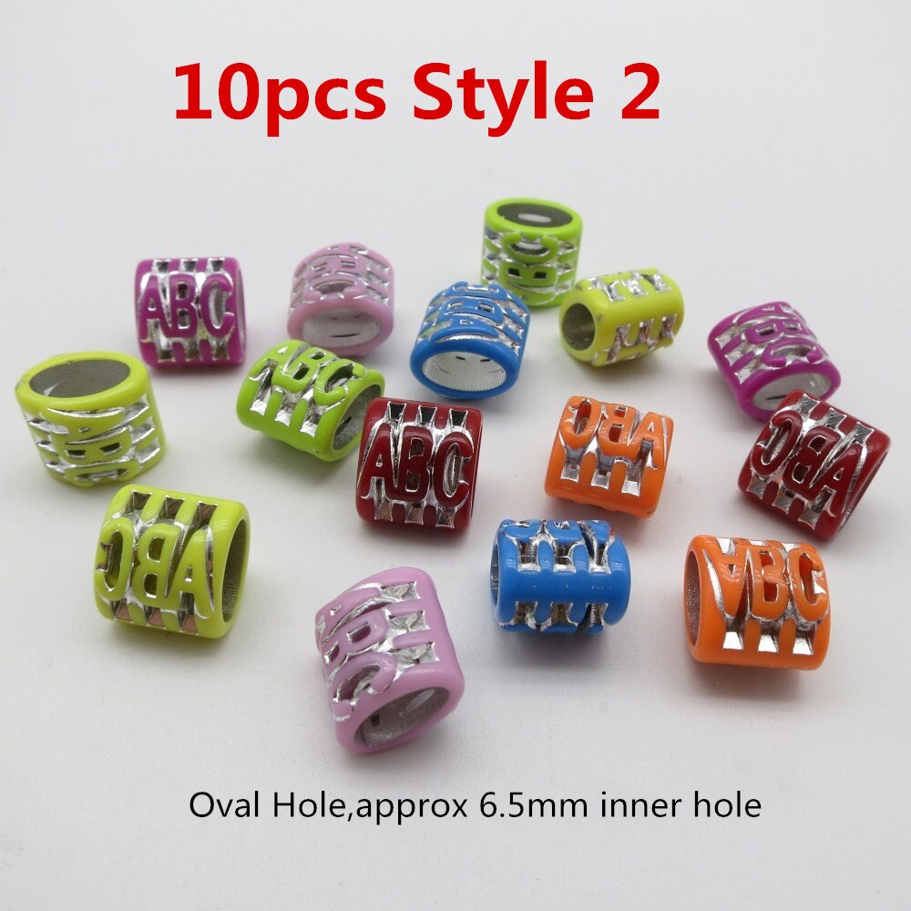 10pcs-20pcs coloured Crochet Braids hair dread dreadlock beads tube rings for Braiding Hair accessories for kids girls women: 10pcs Style 2