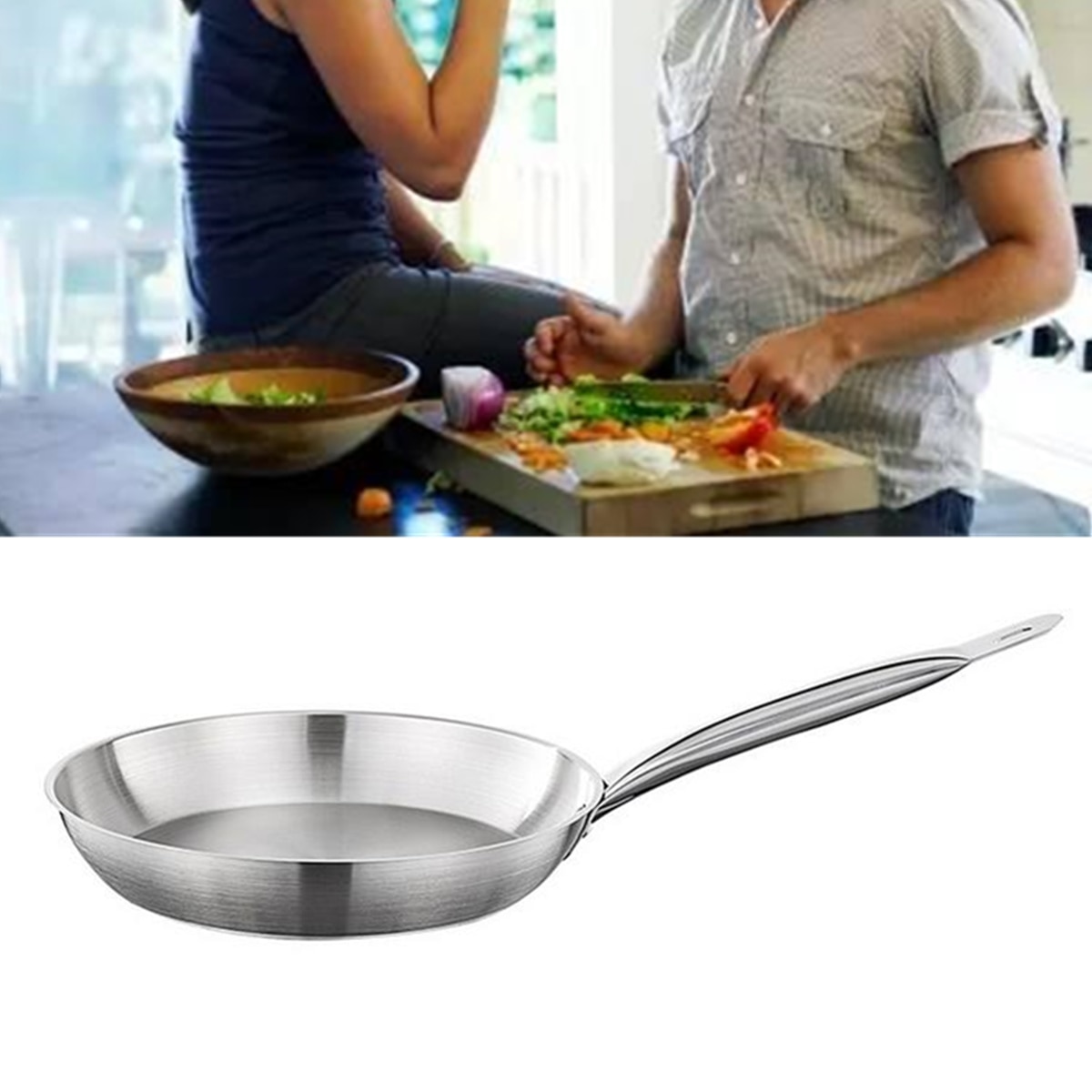 Keuken 20 cm Vaatwasser Oven Veilig Inductie Koekenpan Rvs Koekenpan Koekenpan Kookgerei Accessoires Koken Gereedschap