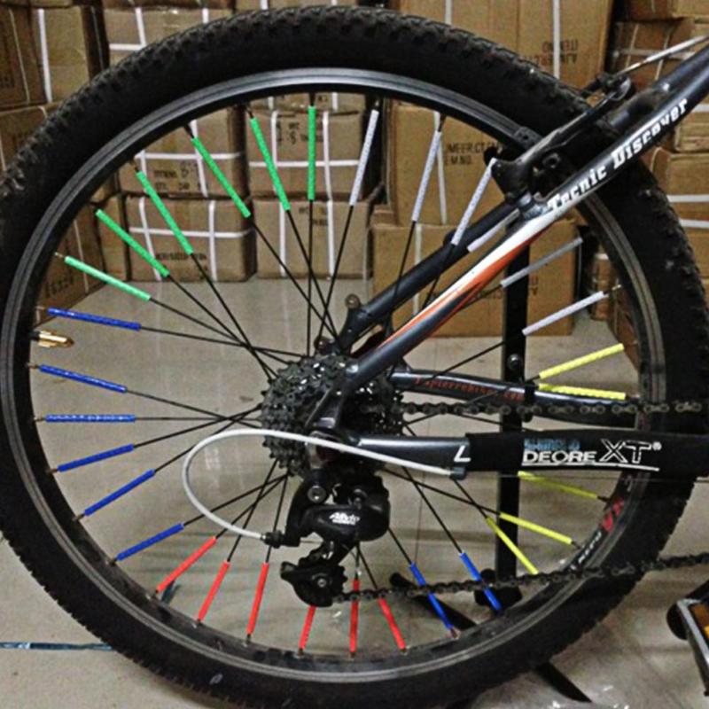 12 pçs/set Refletores Da Bicicleta Da Bicicleta Ciclismo Raios Da Roda Luz de Aviso de Segurança de Enchimento da Meia Faixa de Ferramentas Da Bicicleta Refletor