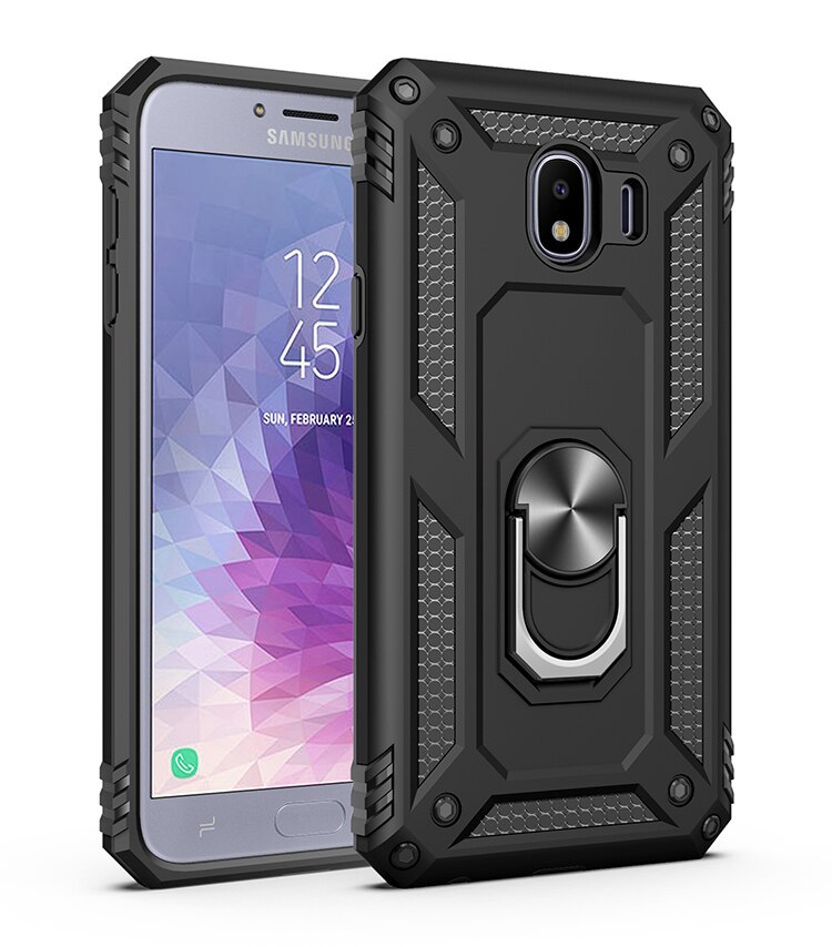 Luxus Rügestochen Weichen Stoßfest fallen Für Samsung Galaxis J4 J4 Plus J400F/DS SM-J415F/DS J415FN Silikon stoßstange Harte PC Abdeckung: J4 Plus 2018 J415 / Schwarz