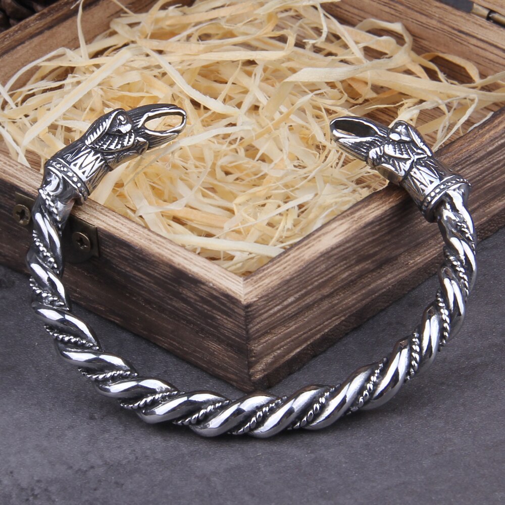 Rustfrit stål ravn armbånd indiske smykker tilbehør viking armbånd mænd armbånd manchet armbånd til kvinder armbånd: Stil 4 no kasse