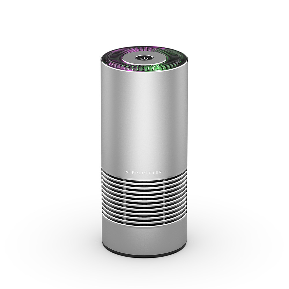 Purificador de aire inalámbrico para coche, Mini purificador de aire de iones negativos T1 Hepa, eliminación de formaldehído y desinfección de olores, luz nocturna, desodorizador de inodoro: Silver