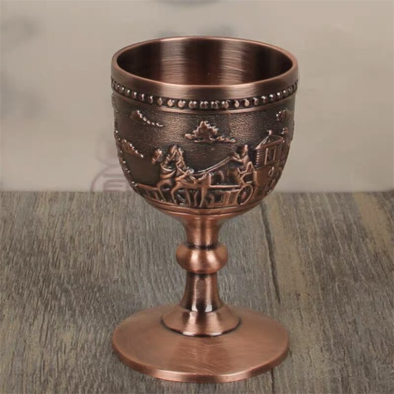 Europeiskt snidningsmönster vintage slott klassisk metall whiskykopp handgjord liten bägare hushåll koppar vin glas bar verktyg: Röd koppar